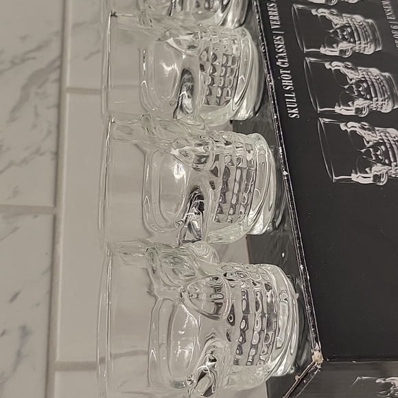 Glass Skull Shot Glasses Set Of 6 - Picture 2 of 5